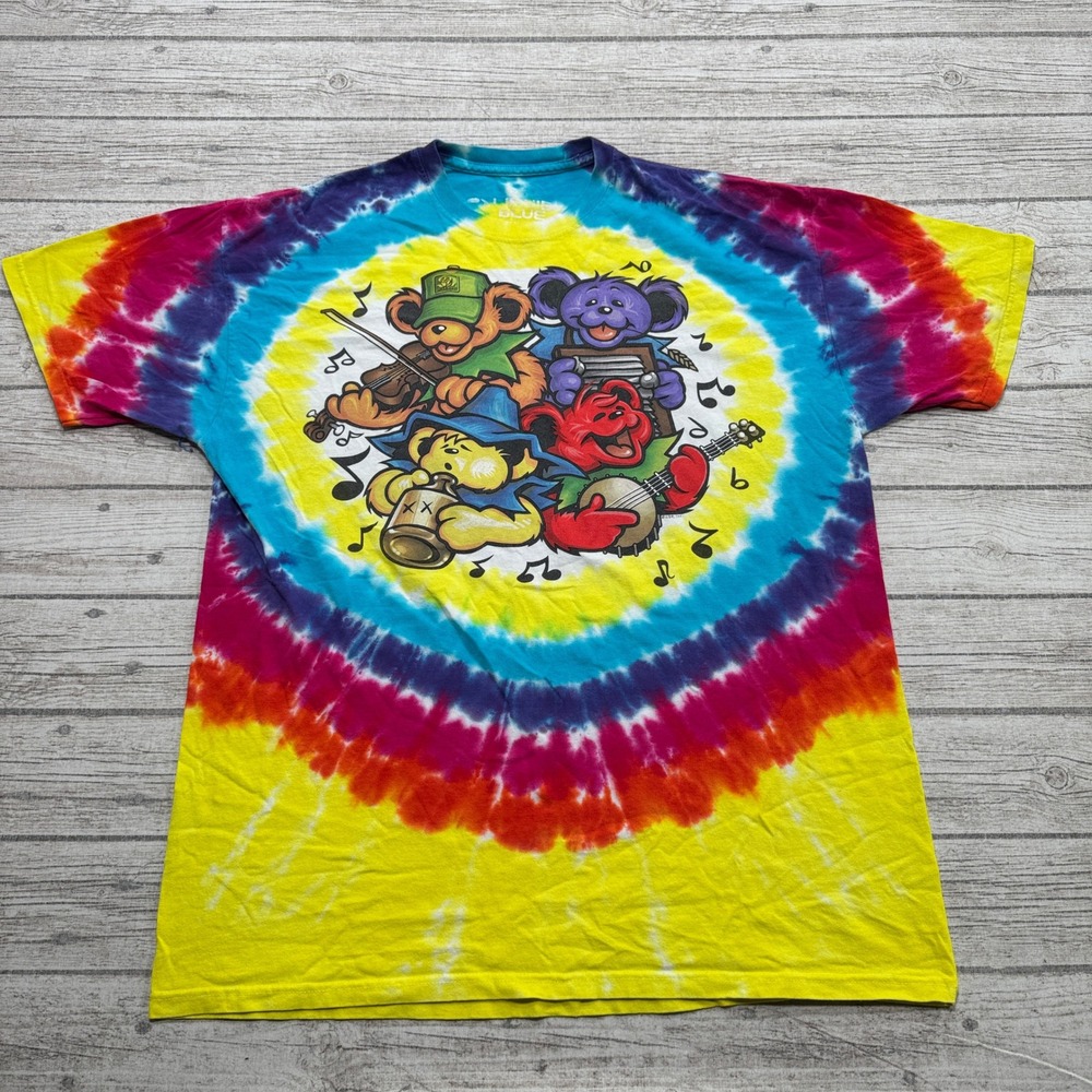 Grateful Dead Liquid Blue T-Shirt Men's 2XL Colorful Tie Dye Graphic Summer